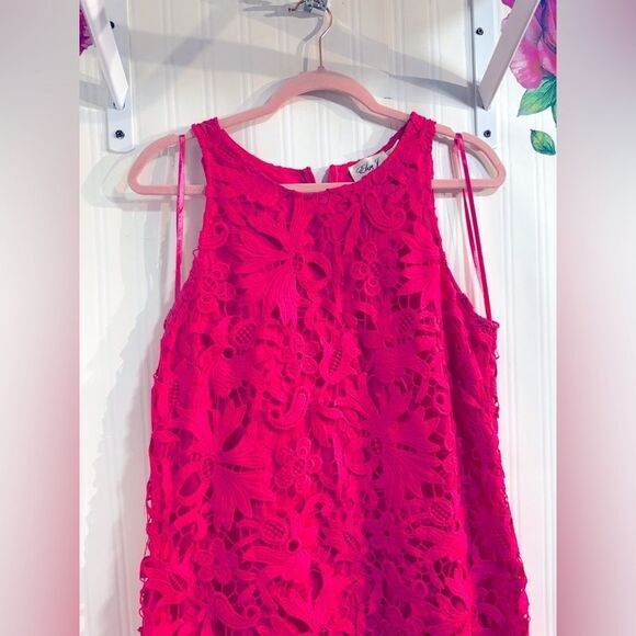 Eliza J. Vibrant Pink Lace Dress Sz 12 - Picture 2 of 6